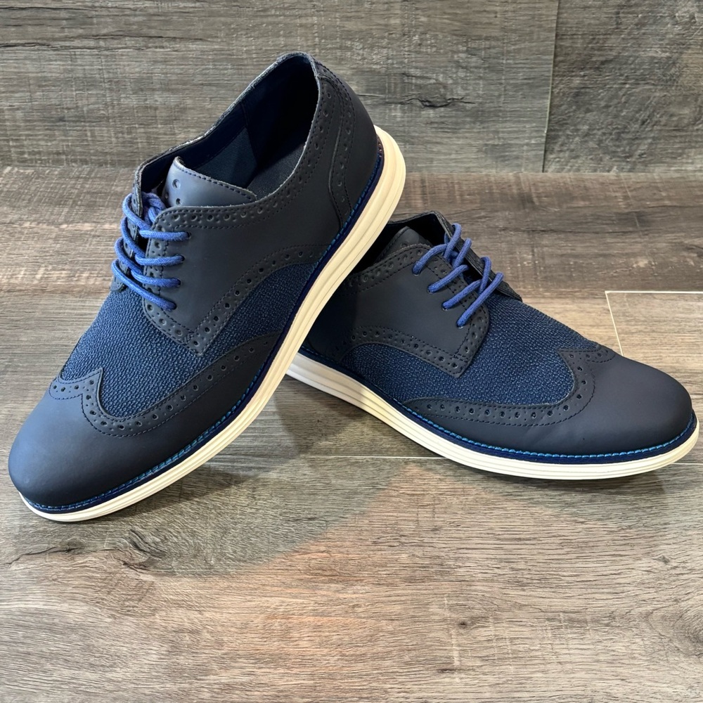 Cole Haan Men’s LunarGrand Wingtip Oxford | Navy Suede & Mesh, GUC